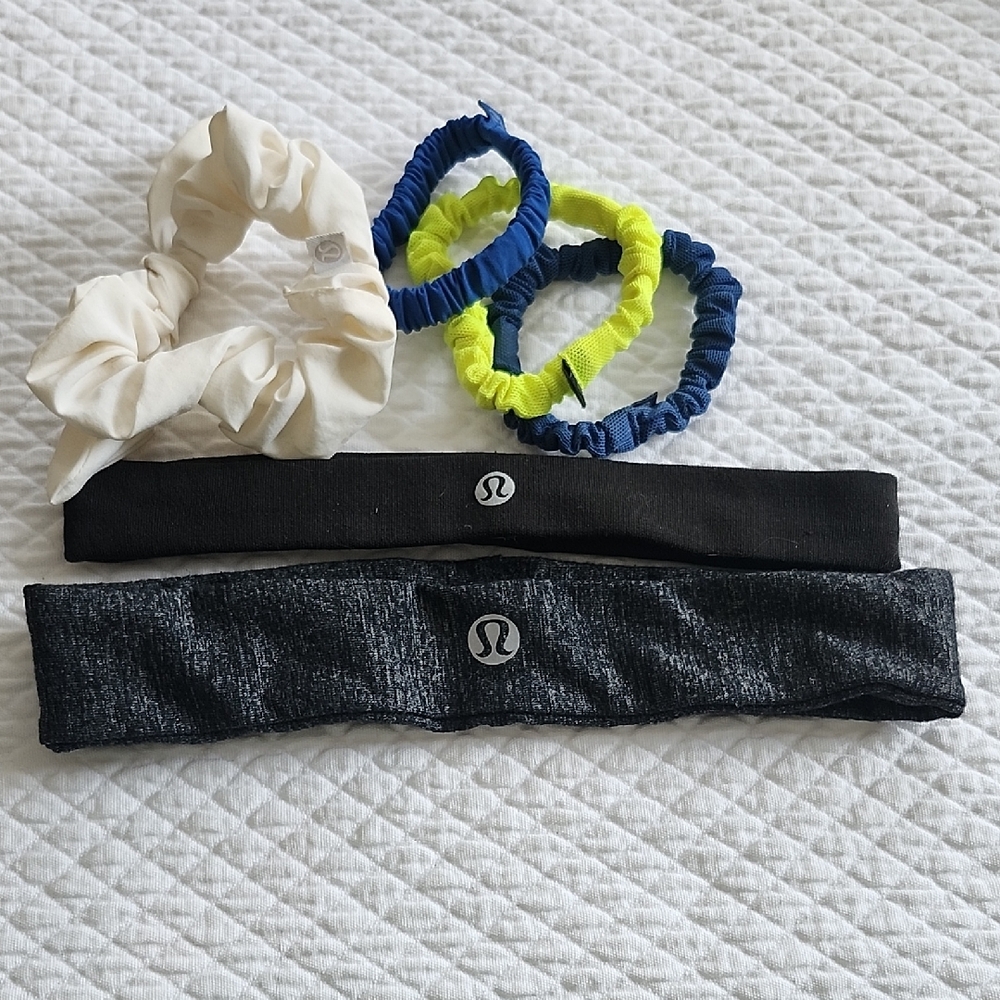 lululemon athletica White, Black, Navy, Neon Yellow Hair Accessories Set